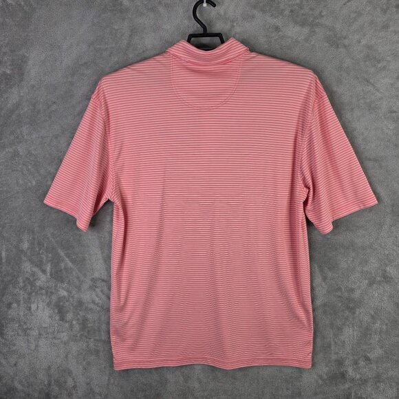 Mens Oxford Golf Pink Striped Polo Shirt Short Sleeve Polyester Falcon Dunes XXL - Picture 5 of 8